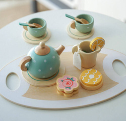 Zestaw do herbatki zabawy w herbatkę drewniany serwis zabawka dla dzieci