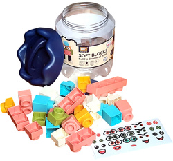 DUŻE MIĘKKIE KLOCKI 30 EL. DLA DZIECI PLASTIKOWE ZESTAW POJEMNIK I NAKLEJKI