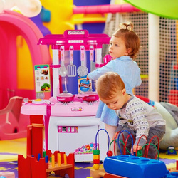 KUCHNIA RÓŻÓWA DLA DZIECI PIEKARNIK ZLEW AKCESORIA ŚWIECI DŹWIĘK GOTOWANIA