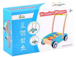 Drewniany Pchacz i Chodzik z Klockami wózek Zabawa