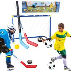 ZESTAW DO GRY w UNIHOKEJA i BRAMKA PIŁKARSKA DLA DZIECI KIJE KRĄŻEK PIŁKA