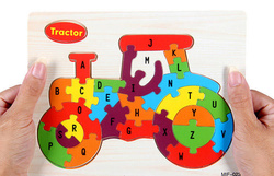 TRAKTOR Puzzle KLOCKI DREWNIANE dla dzieci LITERKI
