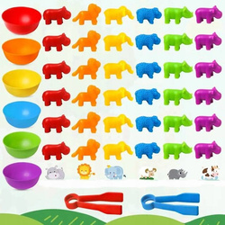 MONTESSORI NAUKA LICZENIA FIGURKI KLOCKI ZWIERZĘTA