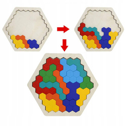 UKŁADANKA DREWNIANA TETRIS MONTESSORI PLASTER MIODU PUZZLE DLA DZIECI GRA