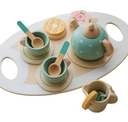 Zestaw do herbatki zabawy w herbatkę drewniany serwis zabawka dla dzieci