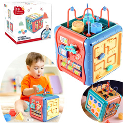 MULTI KOSTKA ZABAWKA SENSORYCZNA SORTER KLOCKI ZEGAR PREZENT DLA DZIECKA