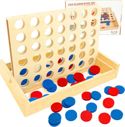 Drewniana Gra Line Up 4 W Linii Rzędzie Logiczna Układanka Ułóż Kolory Duża