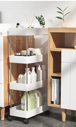 PÓŁKA ŁAZIENKOWA KUCHENNA SZAFKA NA KÓŁKACH REGAŁ 4 POZIOMOWY Z HACZYKAMI