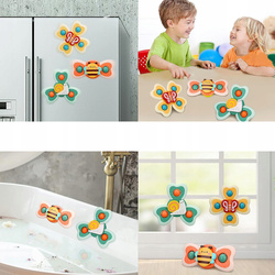 DUŻE SPINNERY Z PRZYSSAWKA 4szt GRZECHOTKA BIEDRONKA DO KARMIENIA KĄPIELI