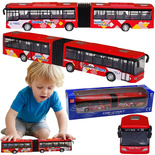 METALOWY AUTOBUS MIEJSKI PRZEGUBOWY 23 CM CZERWONY MODEL ZABAWKA DLA DZIECI