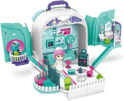 DUŻY OTWIERANY DOMEK Z LALKA W PLECAKU I ZESTAW LEKARZ DOKTOR DO ZABAWY 3w1