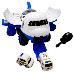 DUZY OTWIERANY SAMOLOT POLICJA do rozkręcania ze zjeżdżalnia dla 4 auta