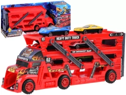 DUŻY TIR laweta CIĘŻARÓWKA rozkładana z 6x auta Wyrzutnia ZESTAW dla dzieci