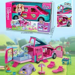 WAKACYJNY KAMPER MARZEŃ Z LALKA DOMEK LALEK BASEN AUTO ZABAWKA DZIEWCZYNKI