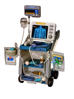 WÓZEK LEKARSKI Z RTG LEKARZ DOKTOR ZESTAW SZPITAL ZABAWKA NA KÓŁKACH 16 el.