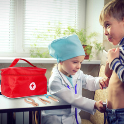 MAŁY DOKTOR DREWNIANY ZESTAW MAŁEGO LEKARZA DENTYSTY W WALIZCE NA PREZENT