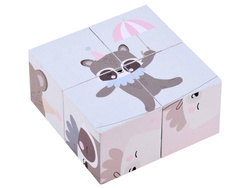 Drewniane Klocki puzzle zwierzęta obrazki z drewna