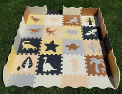 DUZA MATA PIANKOWA DINOZAURY PUZZLE KOJEC GRUBA XL