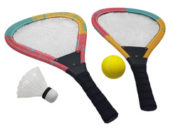 ZESTAW DO GRY W BADMINTON z miękką piłką i lotką Plażowe paletki rakietki