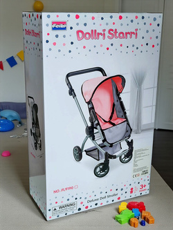 WÓZEK GONDOLA DLA LALEK LALKI GŁĘBOKI SPACEROWY ZABAWKA 2W1 DUŻE KÓŁKA