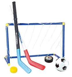 ZESTAW DO GRY w UNIHOKEJA i BRAMKA PIŁKARSKA DLA DZIECI KIJE KRĄŻEK PIŁKA