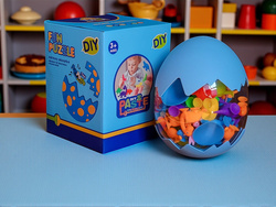 FIGURKI DINOZAURY W JAJKU JAJKO GUMOWE KLOCKI SILIKON PRZYSSAWKI ZWIERZĘTA