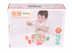 GRA DREWNIANA ŁOWIENIE RYBEK MAGNESY KOTEK + WĘDKI