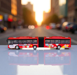 METALOWY AUTOBUS MIEJSKI PRZEGUBOWY 23 CM CZERWONY MODEL ZABAWKA DLA DZIECI