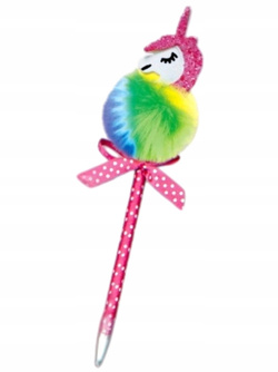 PAMIĘTNIK SEKRETNY NA KOD SZYFR DŁUGOPIS UNICORN JEDNOROŻEC Z POMPONEM