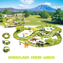 TOR WYŚCIGOWY Elastyczny Dino Park XXL DINOZAUR JURASSIC NA BATERIĘ KOLEJKA