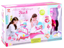 LALKA BOBAS ZESTAW 16W1 KRZESEŁKO LEŻACZEK WANIENKA NA PREZENT DLA DZIECI