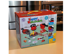 ZESTAW KUCHENNY KUCHNIA GARNKI CZAINIK SZTUĆCE AKCESORIA KUCHENNE CZERWONE