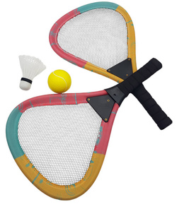 ZESTAW DO GRY W BADMINTON z miękką piłką i lotką Plażowe paletki rakietki