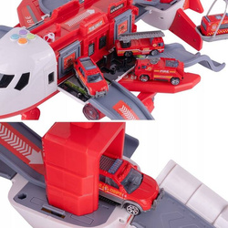 SAMOLOT ROZKŁADANY DUŻY PARKING DŹWIG 4X SAMOCHODY STRAŻ POŻARNA LOTNISKO