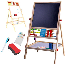 TABLICA DWUSTRONNA EDUKACYJNA MAGNETYCZNA I KREDOWA DLA DZIECI Z AKCESORIA