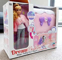 DOMEK DLA LALEK rozkładany otwierany DOMEK na kółkach WALIZKA Lalki LALKA