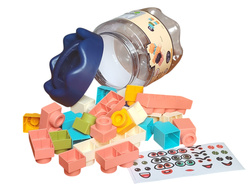 DUŻE MIĘKKIE KLOCKI 30 EL. DLA DZIECI PLASTIKOWE ZESTAW POJEMNIK I NAKLEJKI