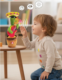 TAŃCZĄCY KAKTUS Z GITARĄ ZABAWKA ŚPIEWAJĄCA POWTARZAJĄCY SŁOWA I DLA DZIECI