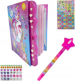 JEDNOROŻEC Magiczny Sekretny Pamiętnik NOTES na Kluczyk ze schowkami Zestaw