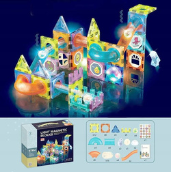 TOR KLOCKI MAGNETYCZNE ŚWIECĄCE EDUKACYJNE KONSTRUKCYJNE 75 EL DLA DZIECI