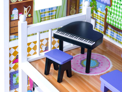 DUŻY Drewniany domek dla LALEK meble ZA2122