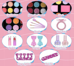 KOSMETYKI DO MAKIJAŻU MALOWIDŁA DLA DZIECI W ROZKŁADANYM PUDEŁKU LAKIERY