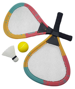 ZESTAW DO GRY W BADMINTON z miękką piłką i lotką Plażowe paletki rakietki