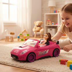 KABRIOLET AUTO DLA LALKI LALEK RÓŻOWY ZESTAW ZABAWKA LALKA DLA DZIEWCZYNKI