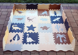 DUZA MATA PIANKOWA DINOZAURY PUZZLE KOJEC GRUBA XL