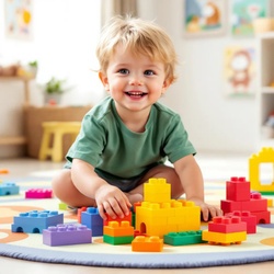 DUŻE MIĘKKIE KLOCKI 30 EL. DLA DZIECI PLASTIKOWE ZESTAW POJEMNIK I NAKLEJKI