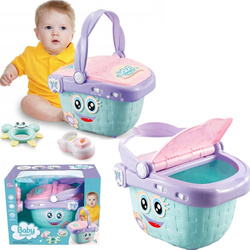 KOSZYK piknikowy + Grzechotki BAJKI muzyka ZABAWKA