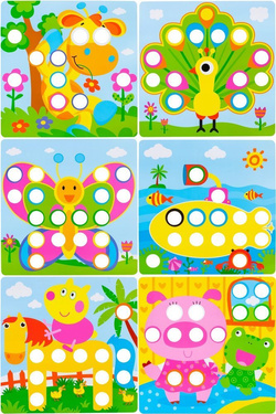 UKŁADANKA GUZIKOWA MOZAIKA GRA TRENING MAŁEJ RĄCZKI GRZYBKI EDUKACYJNE XXL