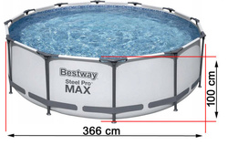 BASEN OGRODOWY STELAŻOWY Z POMPA Bestway 366x100 ZESTAW Z drabinka MAX 22w1