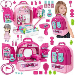Toaletka Zestaw Piękności i Domek dla Lalki w Walizce PLECAK Zabawka Dzieci